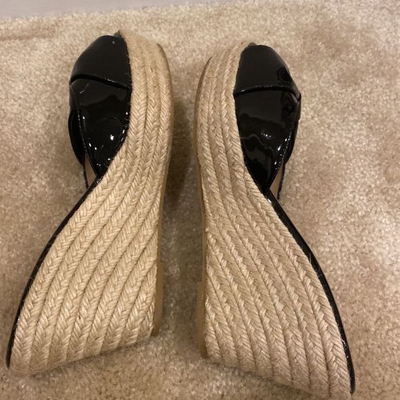 VALENTINO Garavani Mena Patent Bow Espadrille Wedges Black sz 40 - Picture 6 of 10